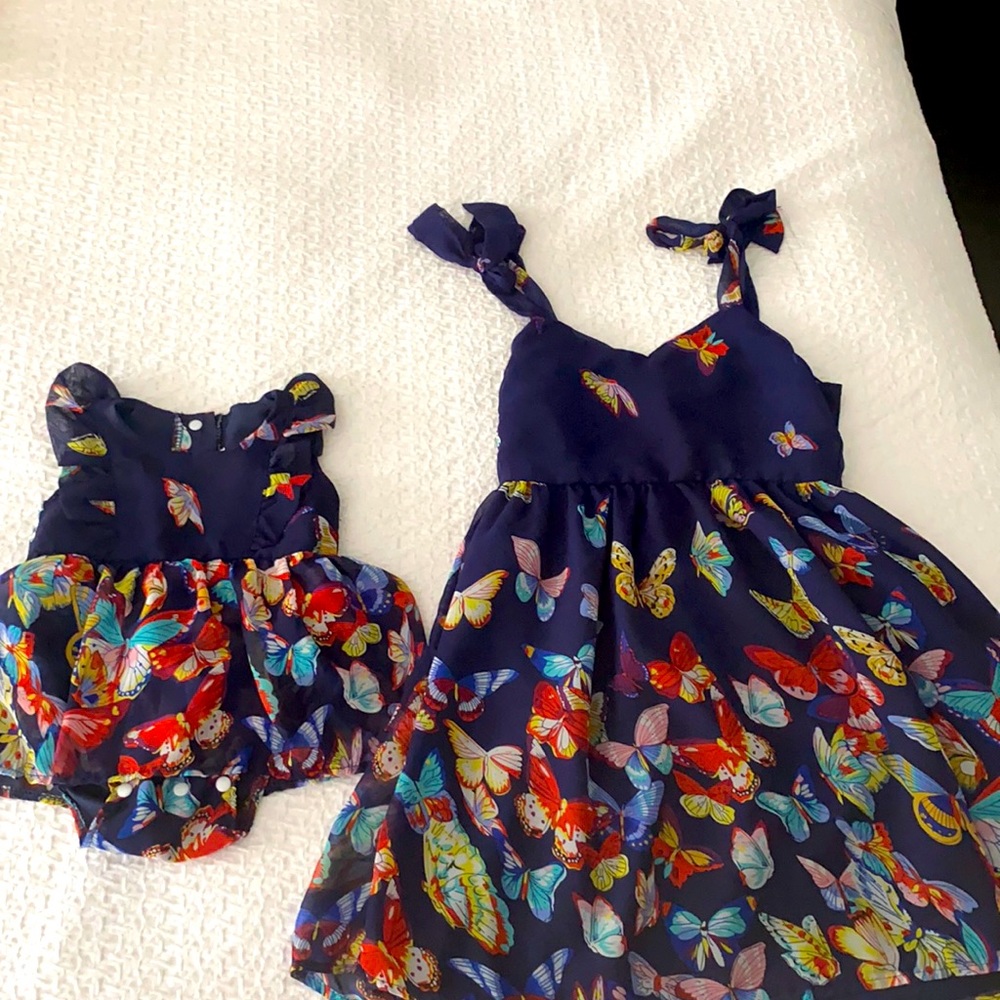 Sweet Butterfly Printed Sisters Matching Dress